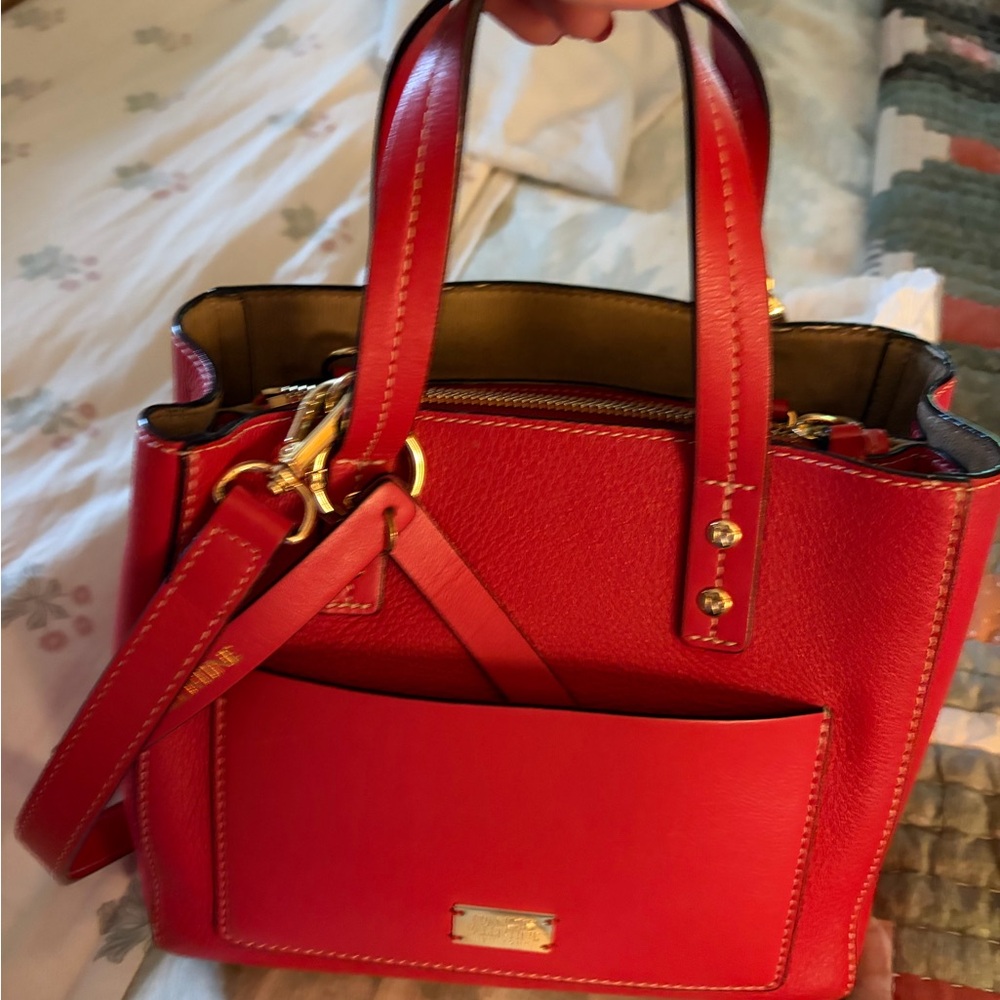 Frances Valentine Red Structured Tote/Crossbody Bag with Gold Hardware - Picture 5 of 7